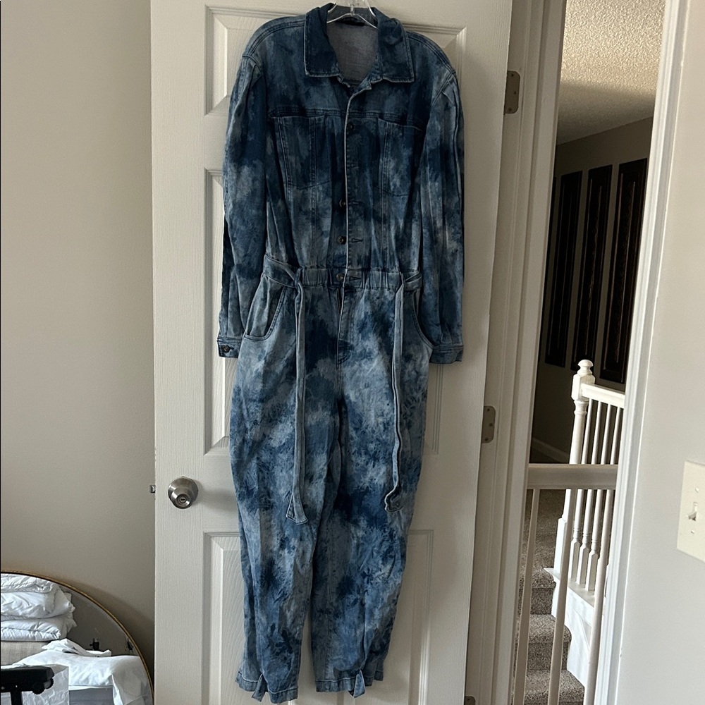 INC International Concepts Indigo Tie-Dye Jumpsuit